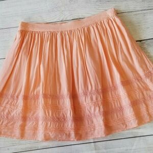 Modbe Layered Peach Mini Skirt- Lace & Pleating Details- Size Medium